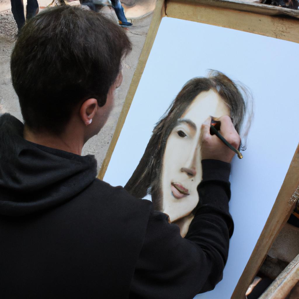 Person painting a portrait